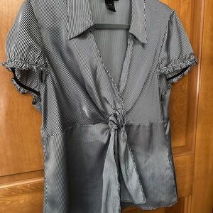 Lane Bryant Black and White Striped Blouse